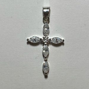 Sterling and CZ cross pendant